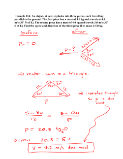An object, at rest, explodes into three pieces, each
