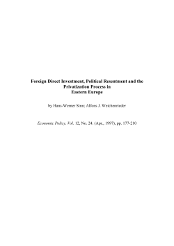 Foreign Direct Investment, Political Resentment and the Privatization