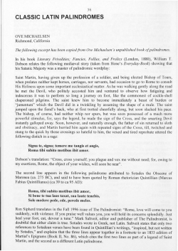 Classic Latin Palindromes - Digital Commons @ Butler University