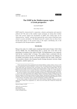 The ESDP in the Mediterranean region A Greek perspective
