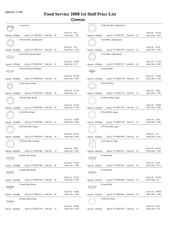 Food Service 2008 1st Half Price List