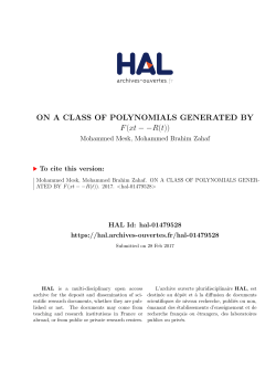 ON A CLASS OF POLYNOMIALS GENERATED BY F (xt – R(t))