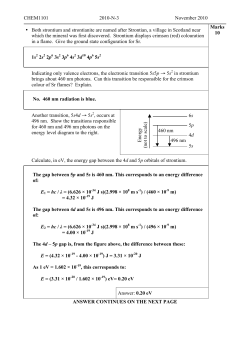 CHEM1101 2010-N-3 November 2010 &bull; Both strontium and