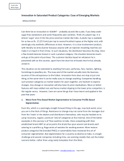 Innovation in Saturated Product Categories: Case of
