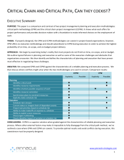 CPM and CCPM a Compare and Contrast
