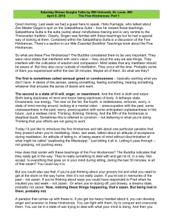 Five Hindrances: Part 1 - Shinzo Zen Meditation Center