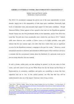 AMERICA`S OVERSEAS VOTERS: 2016`S FORGOTTEN