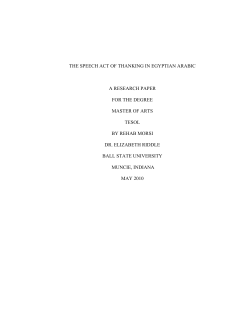 the speech act of thanking in egyptian arabic a research paper for