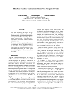 Statistical Machine Translation of Texts with Misspelled Words