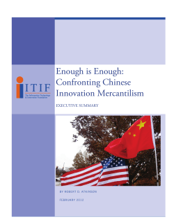 Enough is Enough: Confronting Chinese Innovation Mercantilism