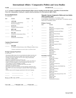 International Affairs / Comparative Politics and Area Studies