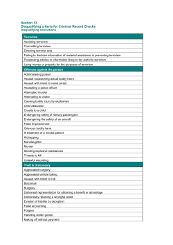 Section 13 Disqualifying criteria for Criminal