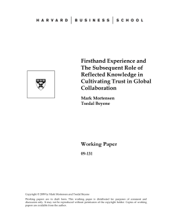Firsthand Experience and The Subsequent Role of Reflected
