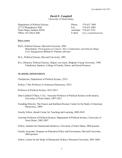 David E. Campbell - Department of Political Science