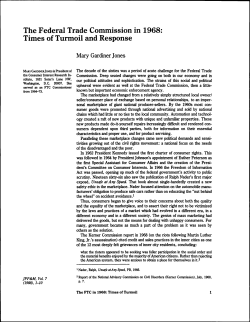 The Federal Trade Commission in 1968: Times of Turmoil