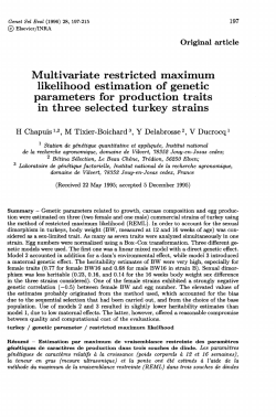 parameters for production traits