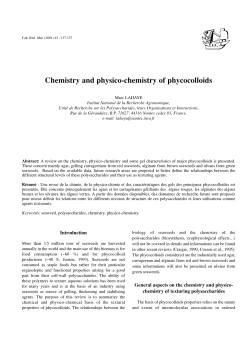 Chemistry and physico-chemistry of phycocolloids