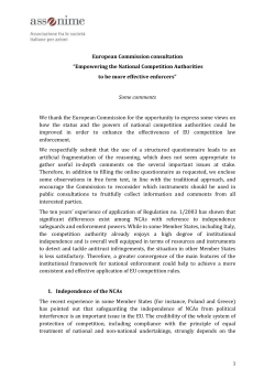 European Commission consultation &ldquo;Empowering the National