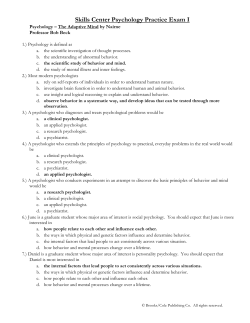 Skills Center Psychology Practice Exam I