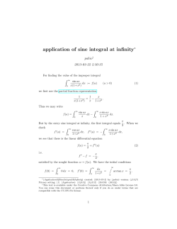 application of sine integral at infinity