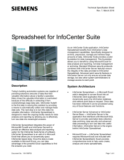 Spreadsheet for InfoCenter Suite