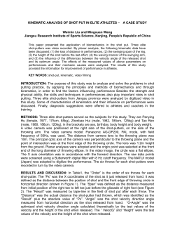 KINEMATIC ANALYSIS OF SHOT PUT IN ELITE ATHLETES &ndash; A
