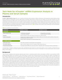 NanoString&reg;: Tech Note | nCounter&reg; miRNA Analysis in Plasma