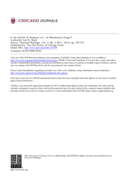 Is the Suffix of Basilissa, etc., of Macedonian Origin? Author(s): Carl