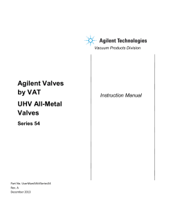 Agilent Varian 54A UHV All Metal Valves Manual