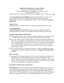 English 250: Introduction to Cinema Fall 2014