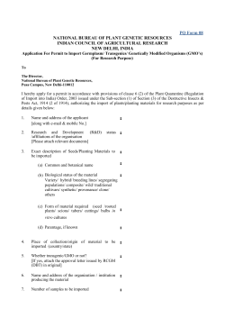 (PQ 08) for permit to import seed/planting material