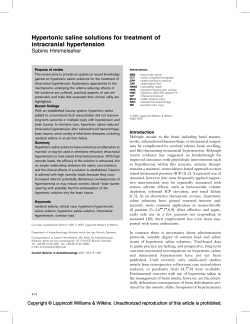 Hypertonic saline solutions for treatment of intracranial hypertension