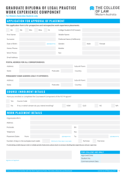 GRADUATE DIPLOMA OF LEGAL PRACTICE WORK EXPERIENCE
