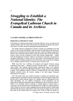 The Evangelical Lutheran Church in Canada and its