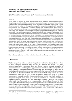 Diachrony and typology of Slavic aspect: What does morphology tell