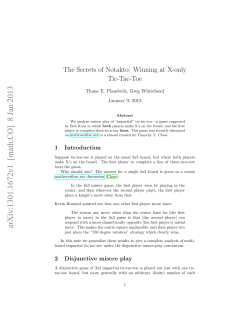 The Secrets of Notakto: Winning at X-only Tic-Tac-Toe
