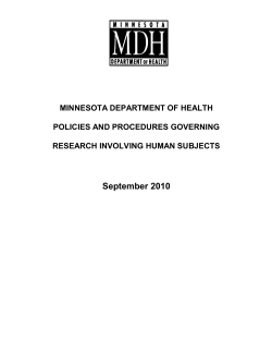 MDH policies and procedures governing research involving human