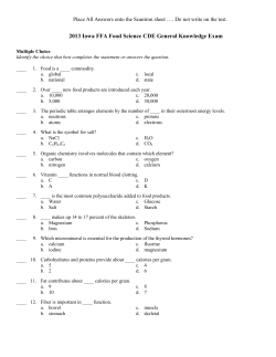 2013 Iowa FFA Food Science CDE General Knowledge Exam