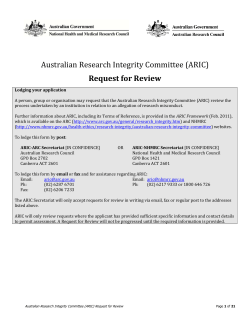 (ARIC) Request for Review - Australian Research Council