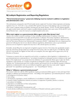 NJ Lobbyist Registration and Reporting Regulations