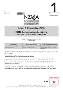 Level 1 Chemistry, 2016