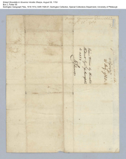 Robert Dinwiddie to Governor Horatio Sharpe, August 25, 1753 Box