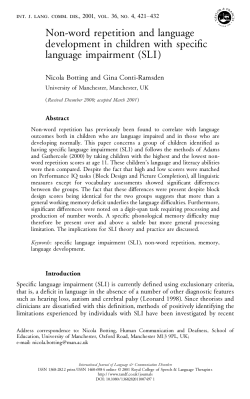 Non-word repetition and language development in children with