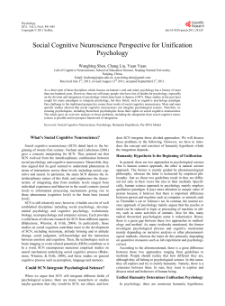 Social Cognitive Neuroscience Perspective for Unification Psychology