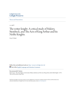 A critical study of Malory, Steinbeck, and The Acts of King Arthur and