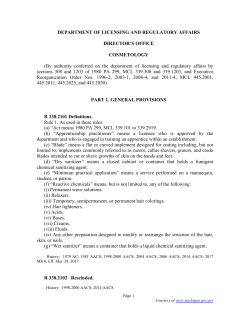 DEPARTMENT OF LICENSING AND REGULATORY AFFAIRS