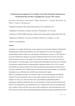 A Metabonomic Investigation of Liver Profiles of Non-Polar