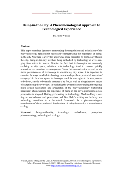 Being-in-the-City: A Phenomenological Approach to Technological