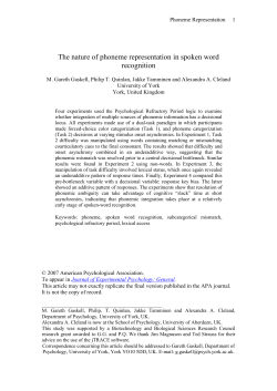 The nature of phoneme representation in spoken word recognition