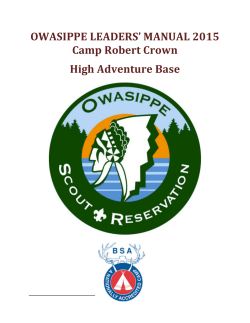 OWASIPPE LEADERS` MANUAL 2015 Camp Robert Crown High